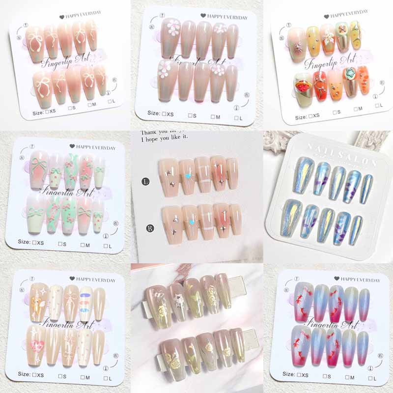 Nail Art Y2K - 10 Pcs Women French Style High