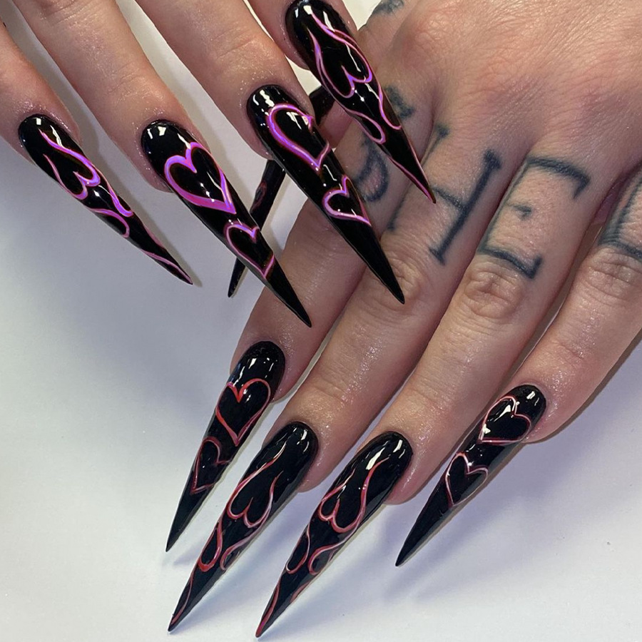 24Pcs Long Stiletto False Nail - Nail Art Y2K recension och pris