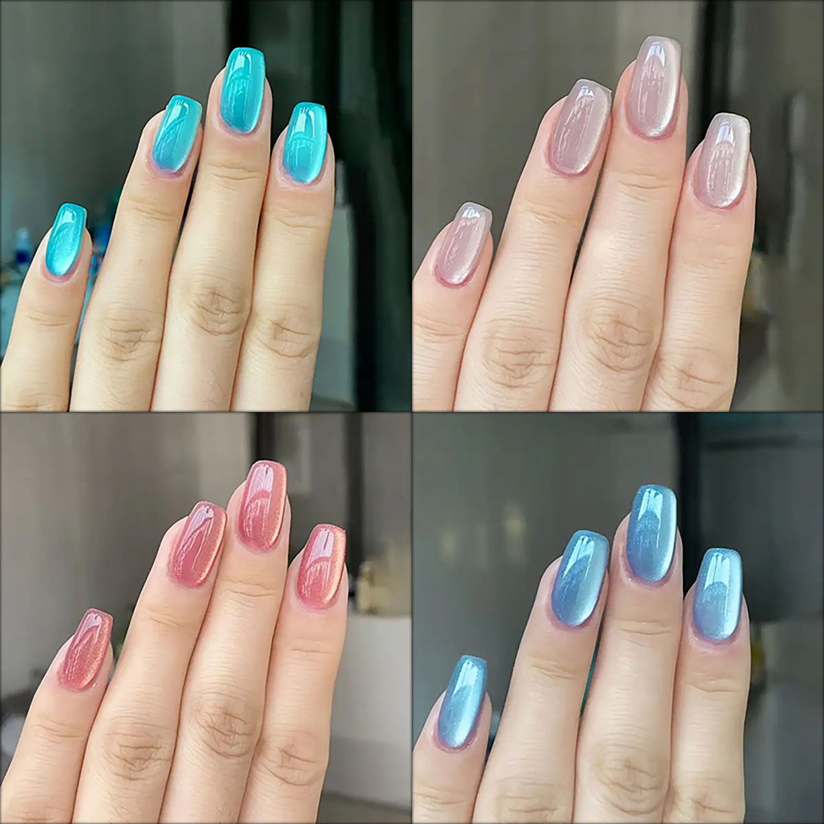 24pcs/30pcs short square balle - Nail Art Pink Cat Eye recension och pris