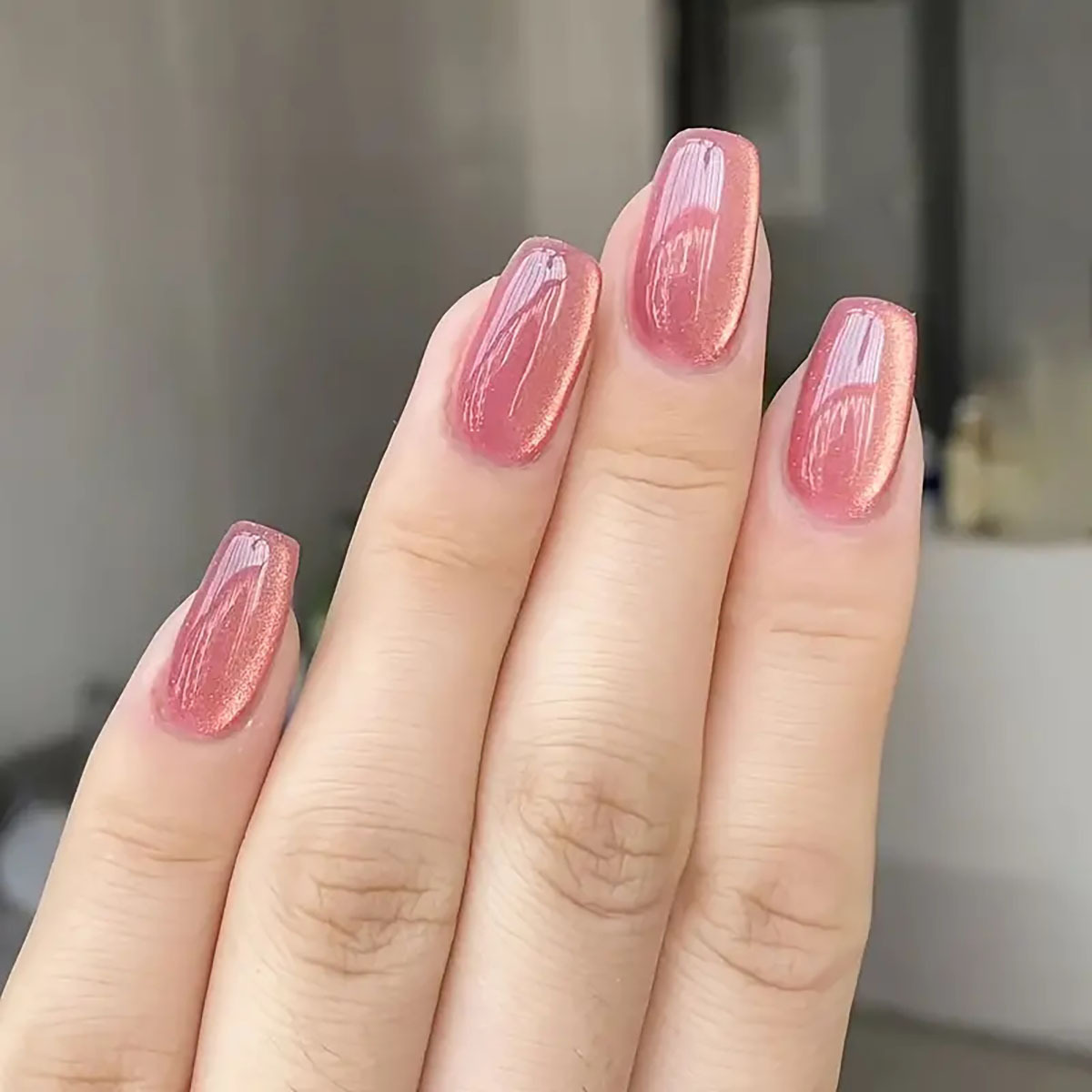 24pcs/30pcs short square balle - Nail Art Pink Cat Eye recension och pris