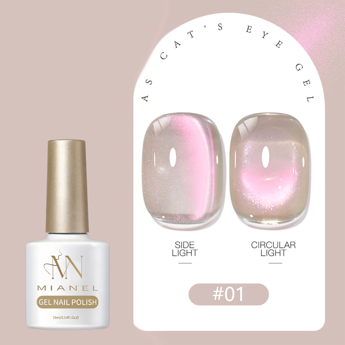 MIANEL Sheer Peach Nude Pink C - Nail Art Pink Cat Eye recension och pris
