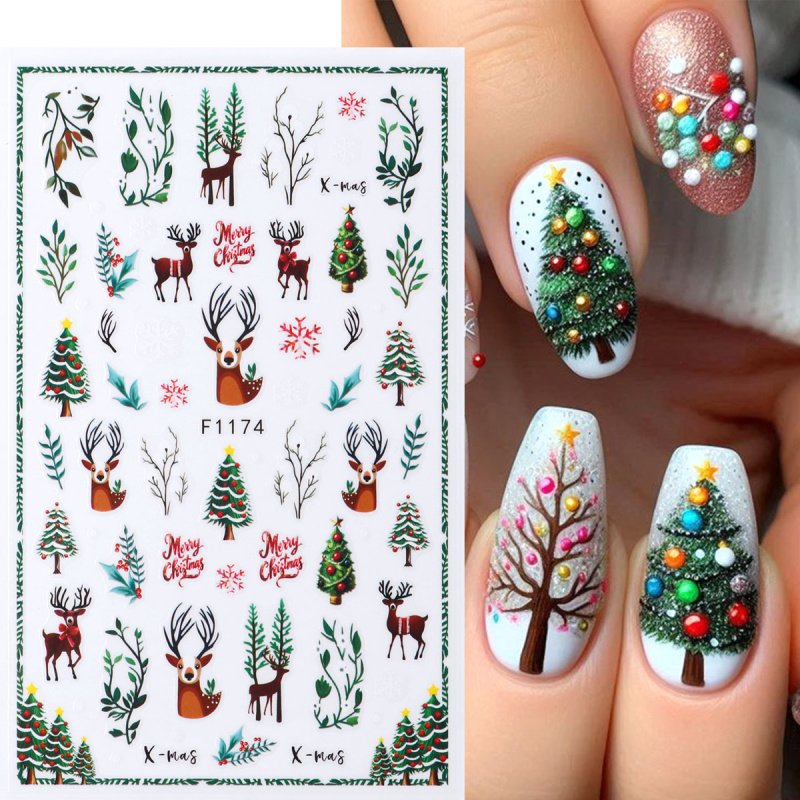2pcs Festive Christmas Nail St - Nail Art Xmas Tree recension och pris