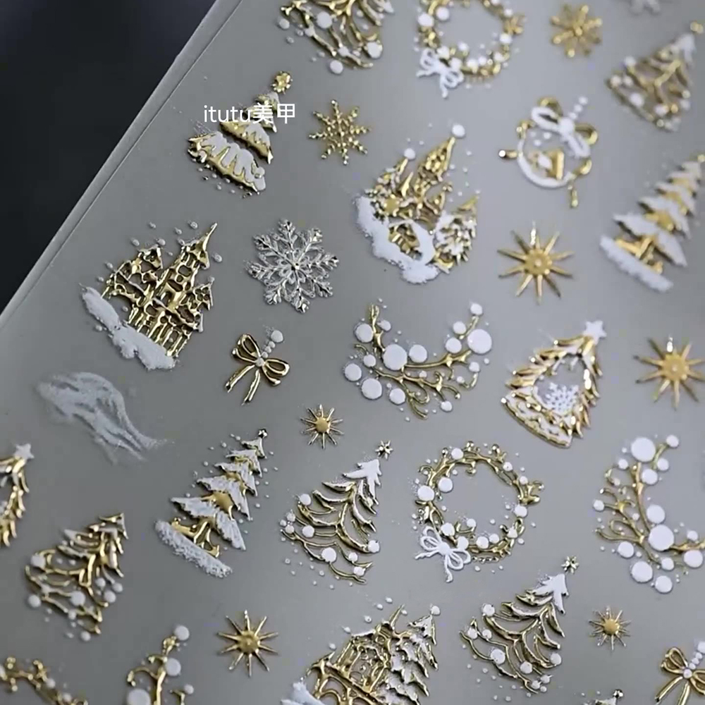1pc 5D Gold Snow Christmas Tre - Nail Art Xmas Tree recension och pris