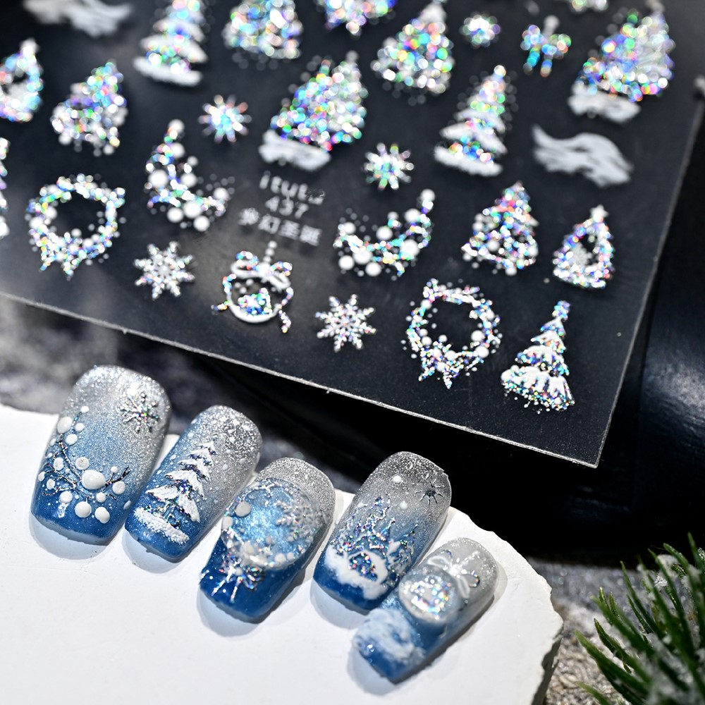 5D Embossed Gold Castle/Garlan - Nail Art Xmas Tree recension och pris