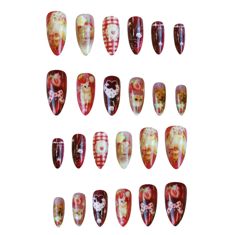 24pcs Strawberry Cat's Eye Pre - Nail Art Y2K recension och pris