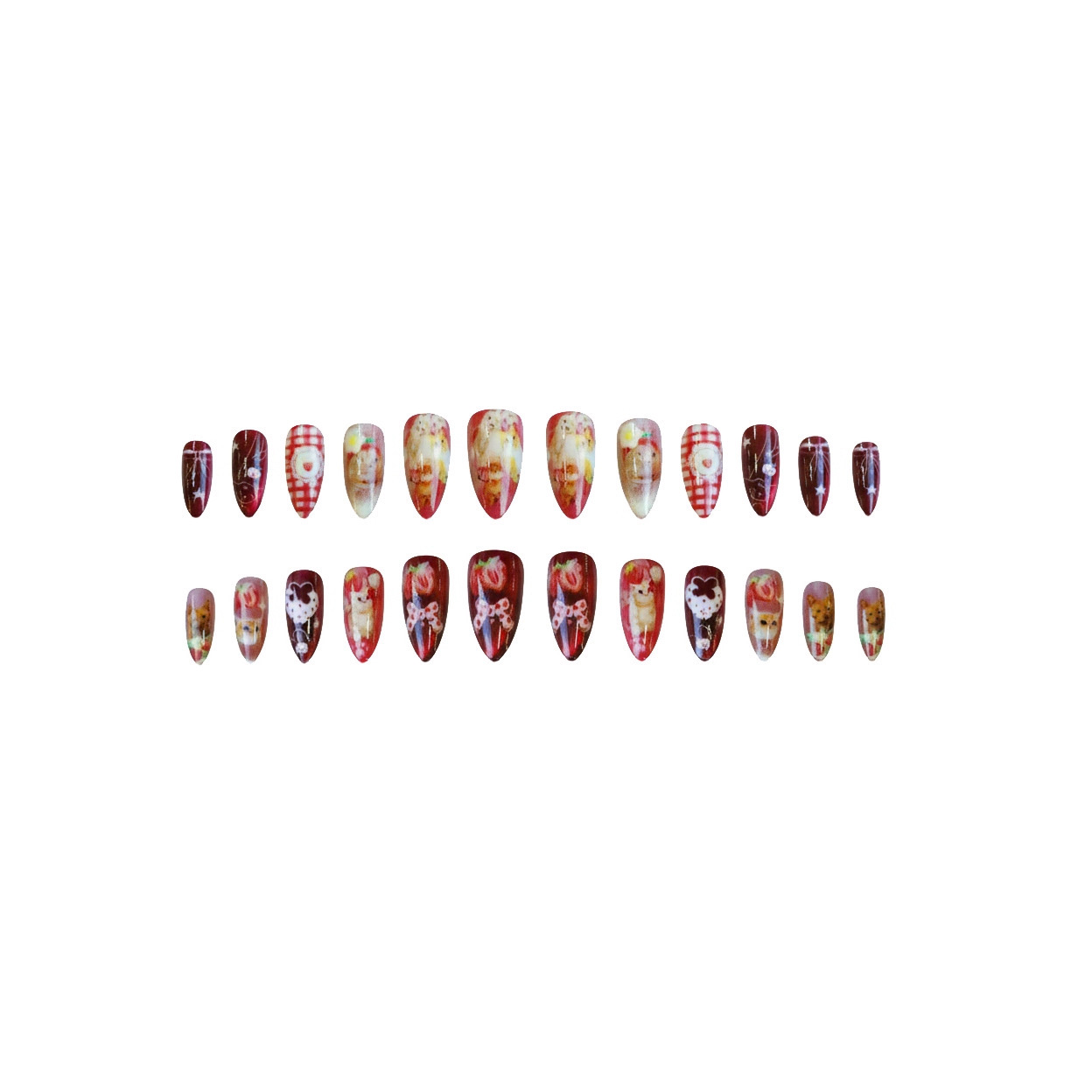 24pcs Strawberry Cat's Eye Pre - Nail Art Y2K recension och pris